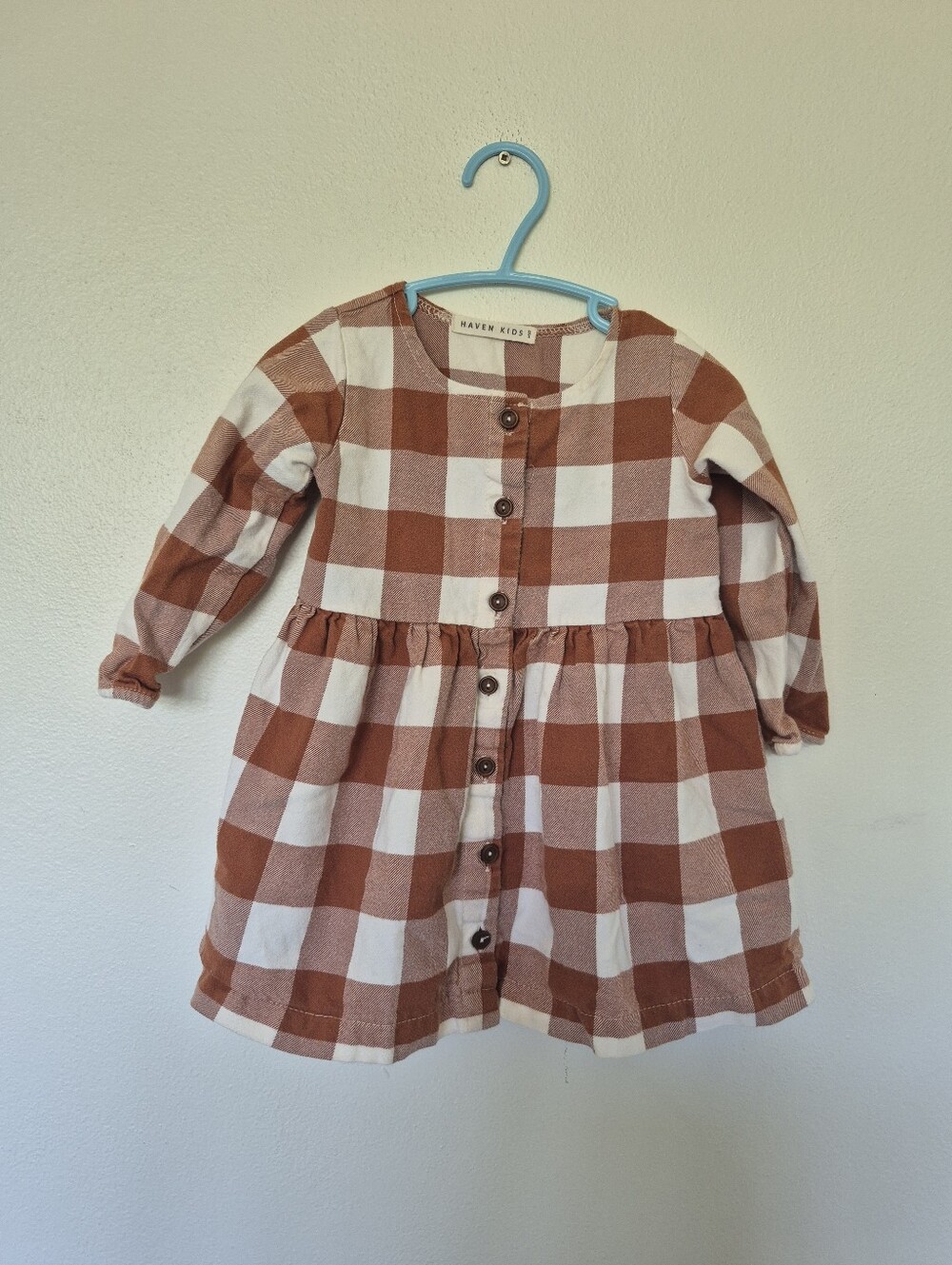 100% Organic Cotton Plaid Dress By Haven Kids Size 2 / 3 T